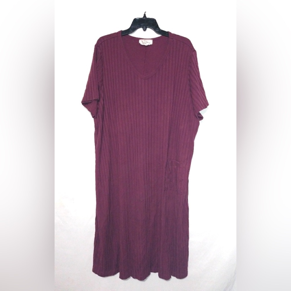 Comfort Choice 3X Vintage Plum Pocketed T-shirt Dress Plus